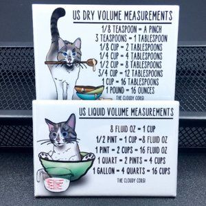 Grey & White Tabby Cat Kitchen Measurement Charts
